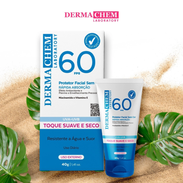 Protetor Facial Solar Dermachem FPs 60  sem cor 40gr