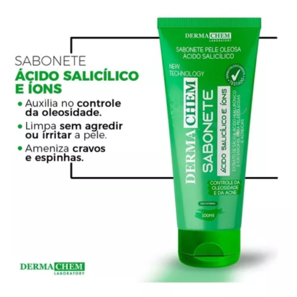 Sabonete Liquido DERMACHEN Pele Oleosa Ácido Salicílico 100ml - Limpeza Controle da Oleosidade e da Acne - Image 2