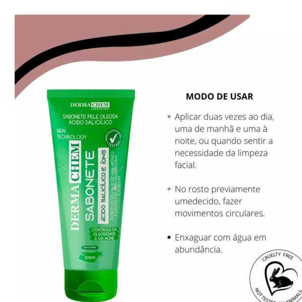 Sabonete Liquido DERMACHEN Pele Oleosa Ácido Salicílico 100ml - Limpeza Controle da Oleosidade e da Acne - Image 5