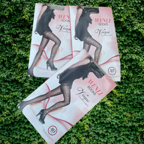 Meia Calça Fina Preta Transparente Vogue Classic Lady's Wenli