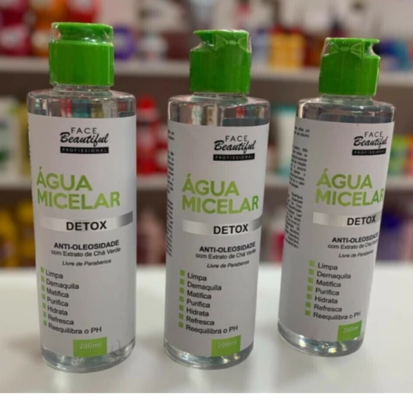 Agua Micelar Detox Face Beautiful 200ml - Anti-oleosidade com Extrato de Cha Verde - Image 2