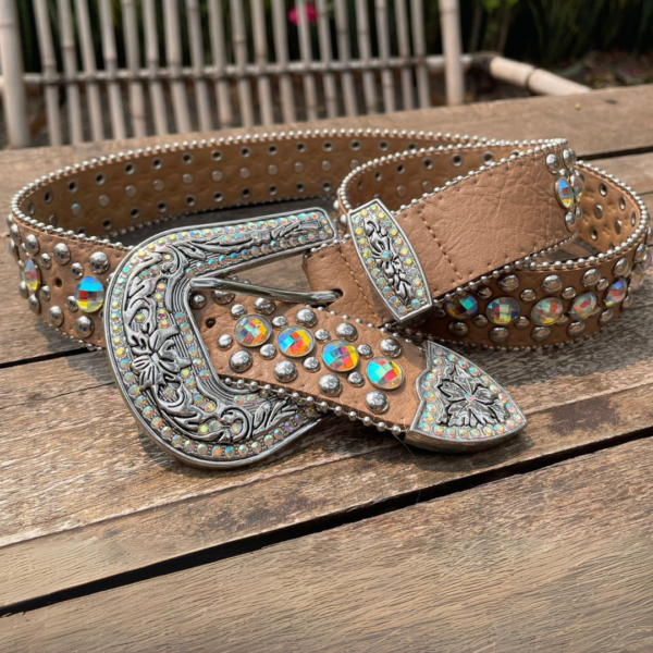 Cinto Feminino Couro Legitimo Country com Pedraria e Strass - Image 5