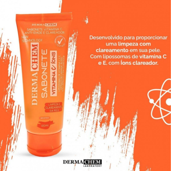 Sabonete Liquido DERMACHEN Vitamina C Anti-Idade e Clareador 100ml - Limpeza e Clareamento da Pele - Image 3