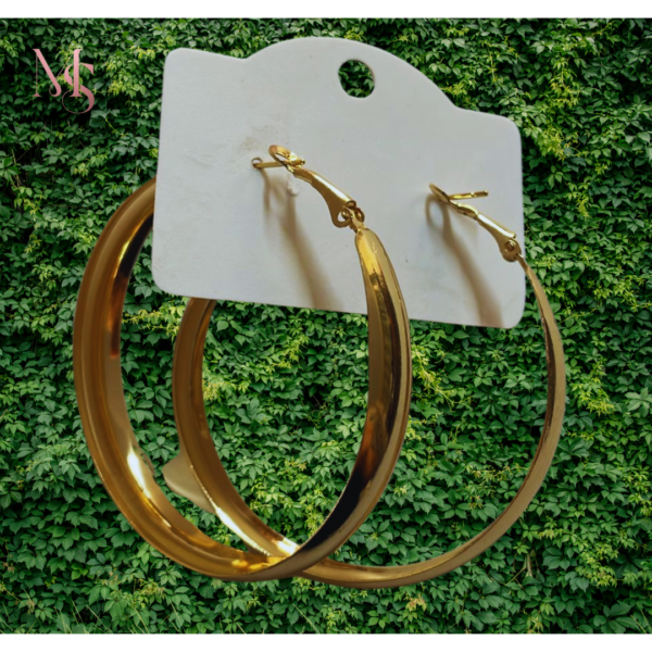 Bijuteria - Brinco Argola Dourada Gde liso fecho encaixe