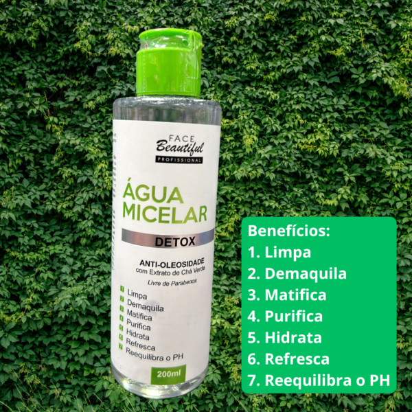 Agua Micelar Detox Face Beautiful 200ml - Anti-oleosidade com Extrato de Cha Verde