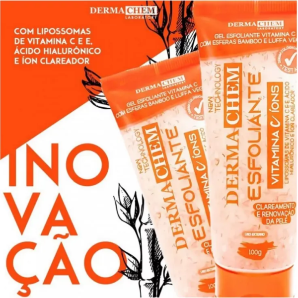 Gel Esfoliante DERMACHEM  Vitamina C Ions 100ml - Clareamento e Renovação da Pele - Image 2