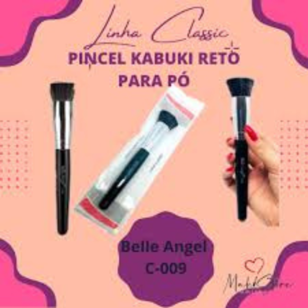 Pincel Profissional Kabuki Reto  para Pó Belle Angel C009 - Linha classic - Image 2