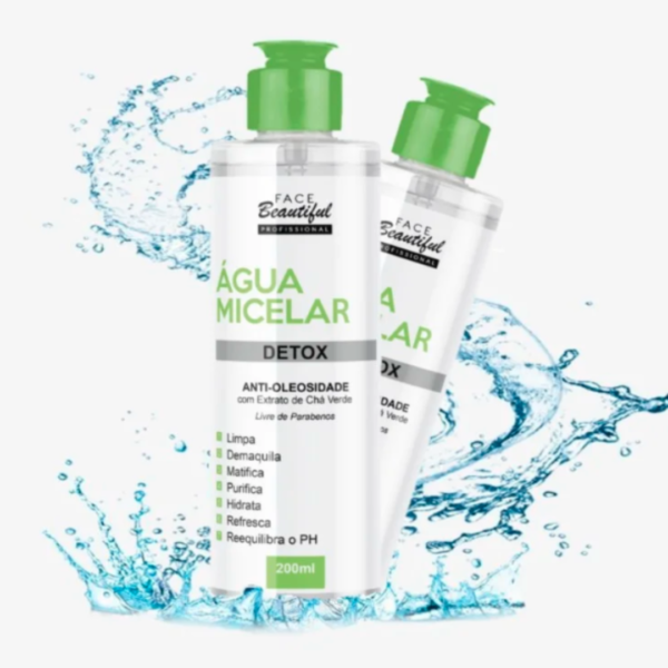 Agua Micelar Detox Face Beautiful 200ml - Anti-oleosidade com Extrato de Cha Verde - Image 3