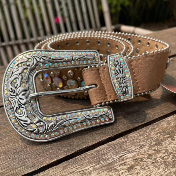 Cinto Feminino Couro Legitimo Country com Pedraria e Strass - Image 2