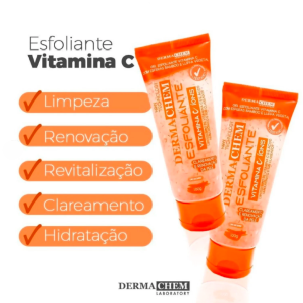 Gel Esfoliante DERMACHEM  Vitamina C Ions 100ml - Clareamento e Renovação da Pele