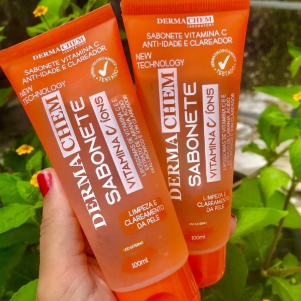 Sabonete Liquido DERMACHEN Vitamina C Anti-Idade e Clareador 100ml - Limpeza e Clareamento da Pele