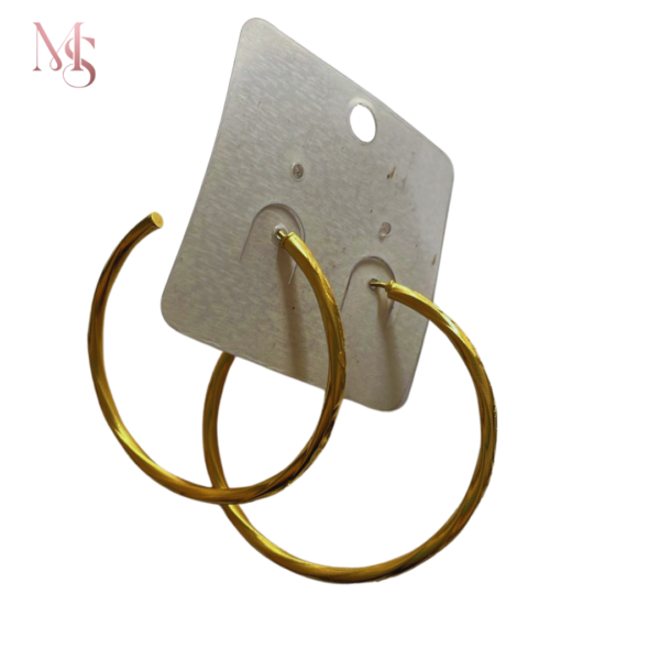 Bijuteria - Brinco Argola Fina Médio Dourado Trabalhada c/tarracha