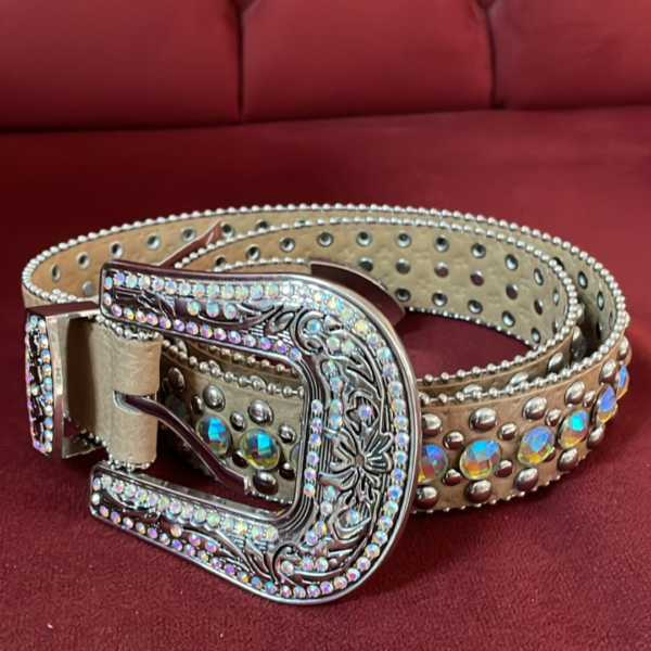 Cinto Feminino Couro Legitimo Country com Pedraria e Strass - Image 6