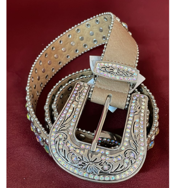 Cinto Feminino Couro Legitimo Country com Pedraria e Strass - Image 3