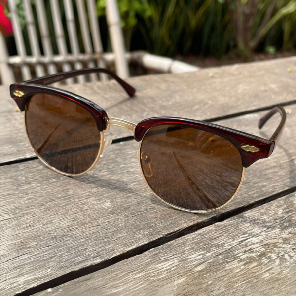 Óculo de Sol Feminino Redondo Estilo Classico Peq Lentes Marron - Image 2
