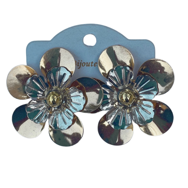 Bijuteria - Brinco de Flor Grande Dourado/Prata - Image 6