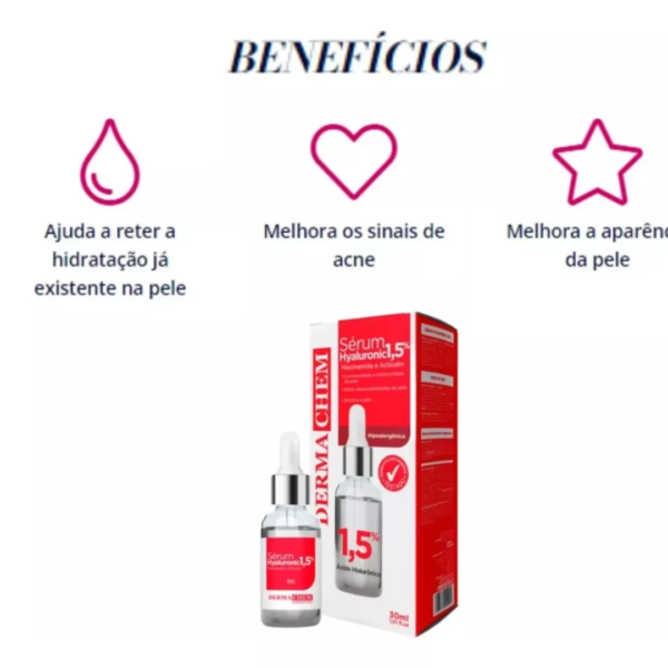 Sérum Facial Ácido Hialurônico Melhora Sinais Acne Hidrata Momento de aplicação Dia/Noite Tipo de pele Todo tipo de pele - Image 2