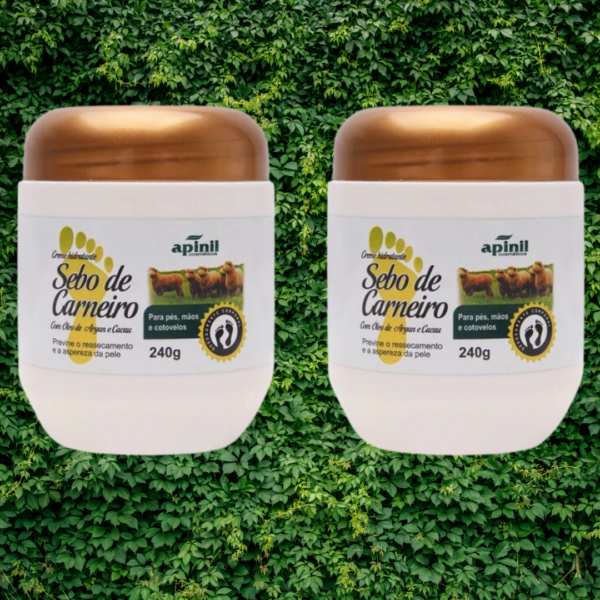 Creme Hidratante Pés e Mãos C Argan e Sebo de Carneiro  Apinil 240gr - Image 4